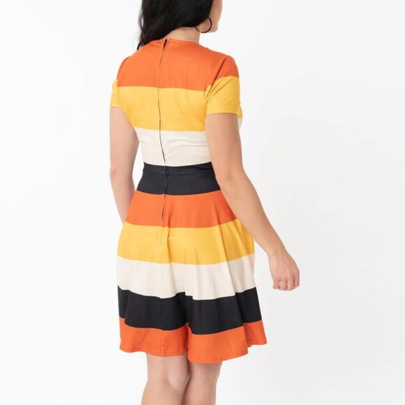 Unique Vintage - "Candy Corn" Fit & Flare Swing Dress - Picture 3 of 3